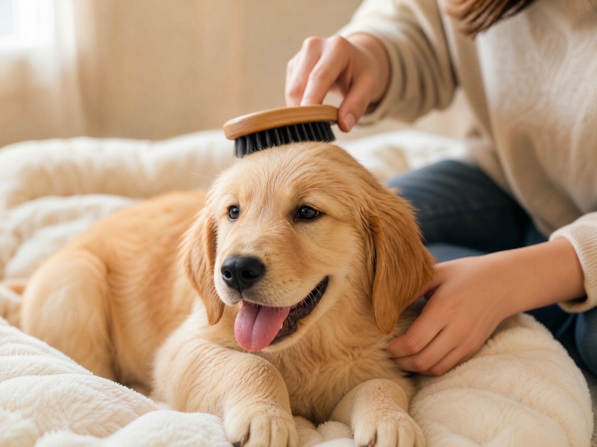 Grooming a puppy